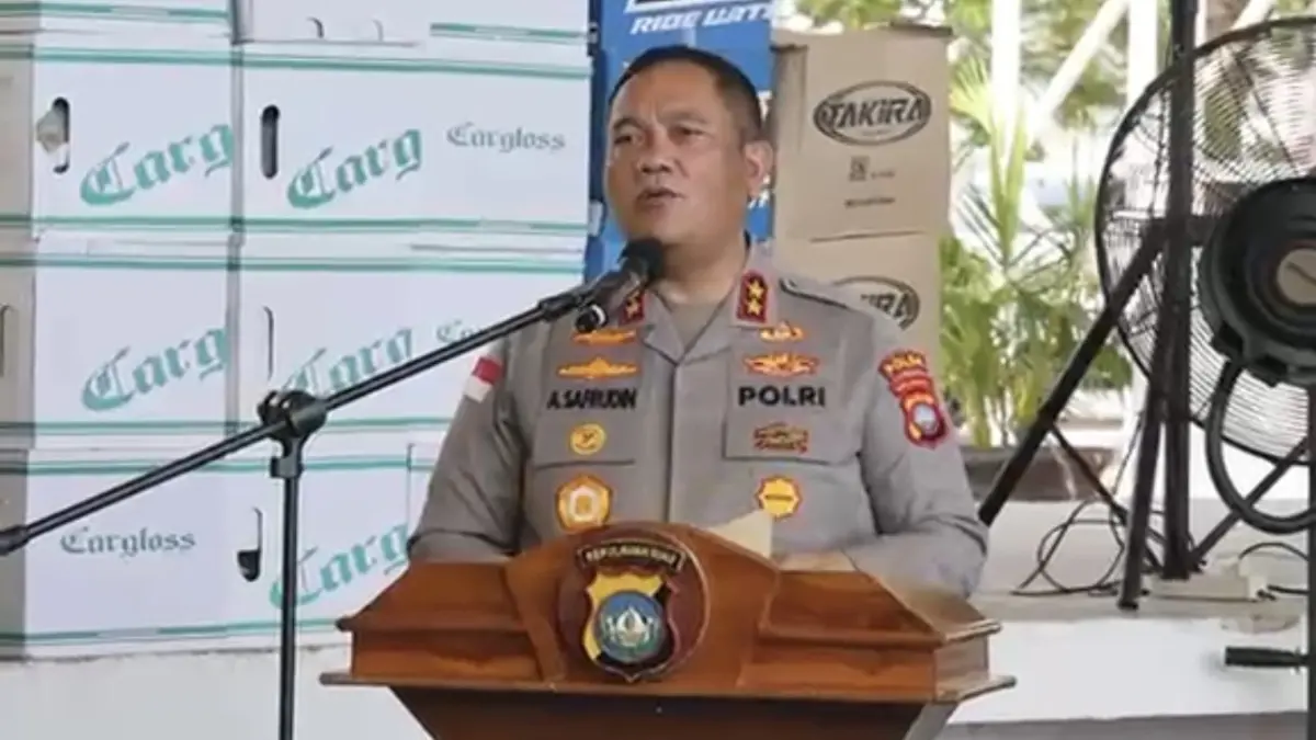 Kapolda Kepri Irjen Asep Safrudin dalam peringatan Hari Lalu Lintas Bhayangkara ke-71 di Lapangan Engku Putri, Batam, Rabu (23/9). F.Istimewa