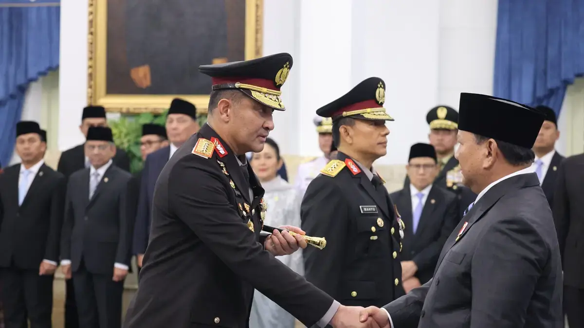 Kapolri Jenderal Suyudi usai dilantik di Istana Negara.