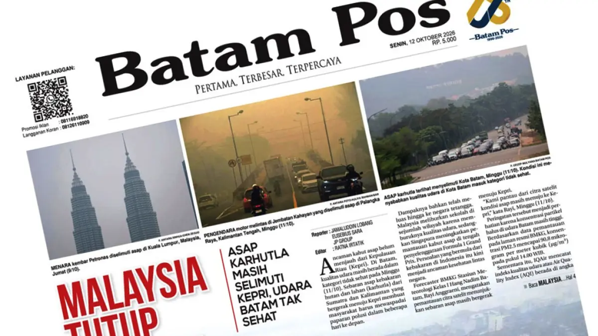 Halaman depan Batam Pos edisi 12 Oktober 2026