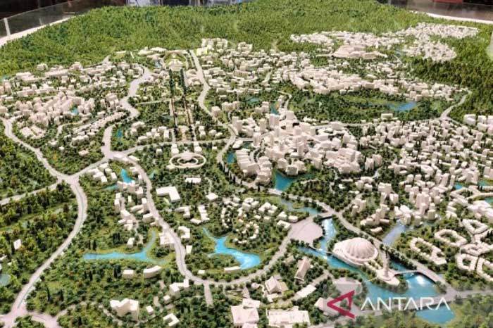 KAWASAN INTI: Maket Kawasan Inti Pusat Pemerintahan (KIPP) IKN Nusantara.