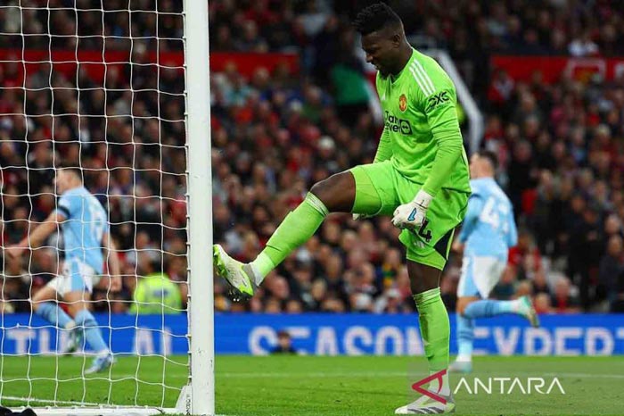 AROMA DENDAM: Penjaga gawang Manchester United Andre Onana.