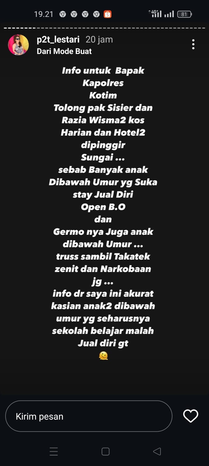 Tangkapan layar Instagram p2t_lestari