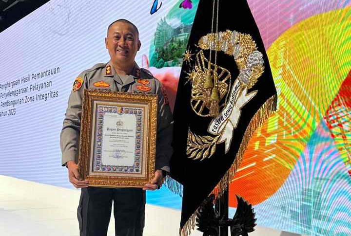 PRESTASI: Polres Lamandau meraih predikat wilayah bebas dari korupsi (WBK) tahun 2023 di Jakarta Selatan, Selasa (9/7/2024). (Istimewa)&nbsp;&nbsp;