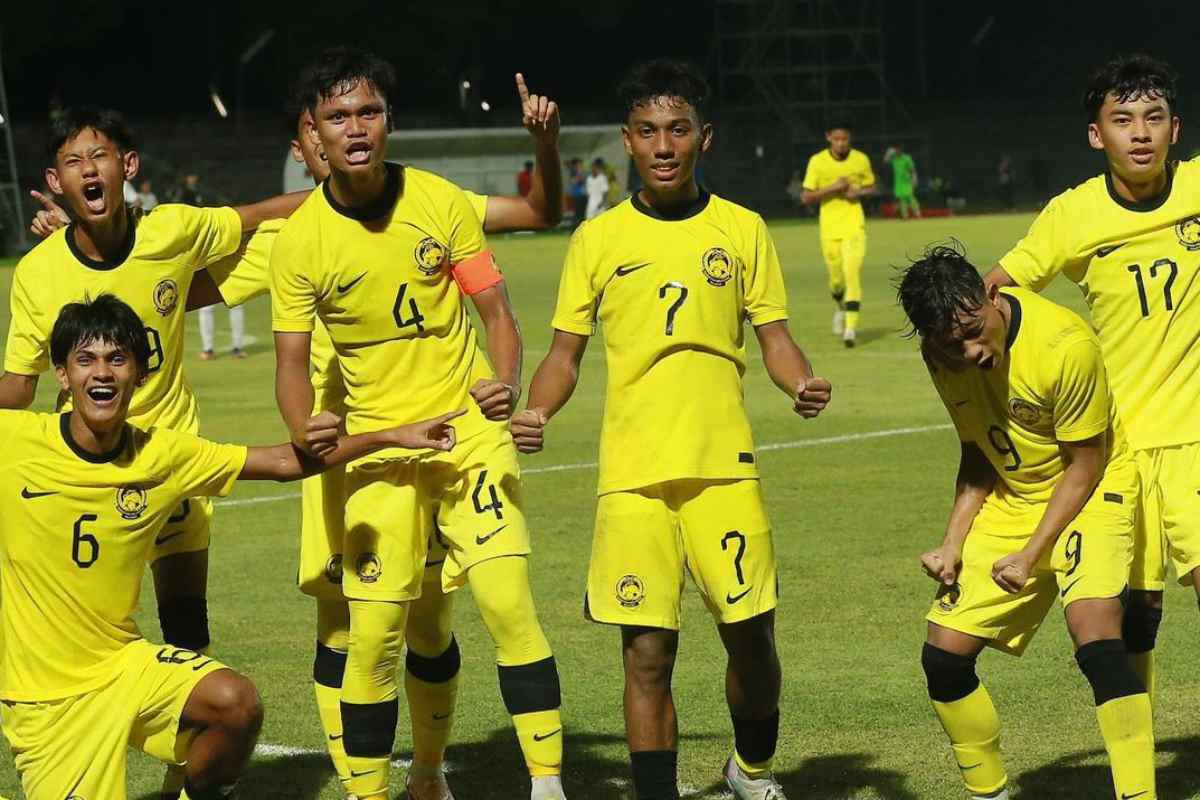 KUAT : Pemain timnas U-19 Malaysia saat merayakan  salah satu kemenangan mereka di penyisihan grup c, Piala AFF 2024, beberapa waktu lalu.
