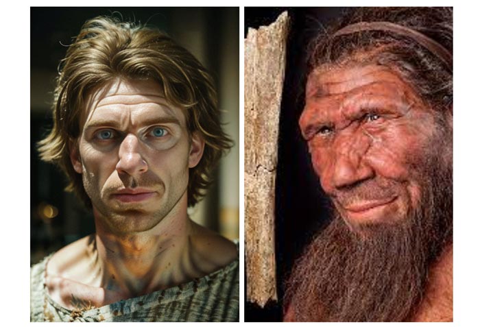 Rekontruksi AI sketsa wajah Homo Neandertalensis.