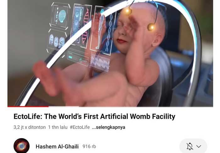 Tangkapan layar tentang Ectolife di Channel Youtube Hashem Al Ghaily.