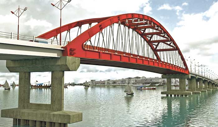 RANCANGAN: Desain Jembatan Mentaya yang akan dibangun dengan anggaran besar. (PUPR KOTIM)