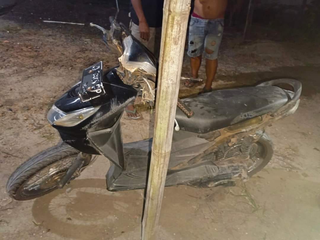 RUSAK PARAH: Motor korban tabrak lari di Desa Pangkalan Tiga, kecamatan Pangkalan Lada, Kabupaten Kobar, Kalteng, Senin (16/9/2024) Malam