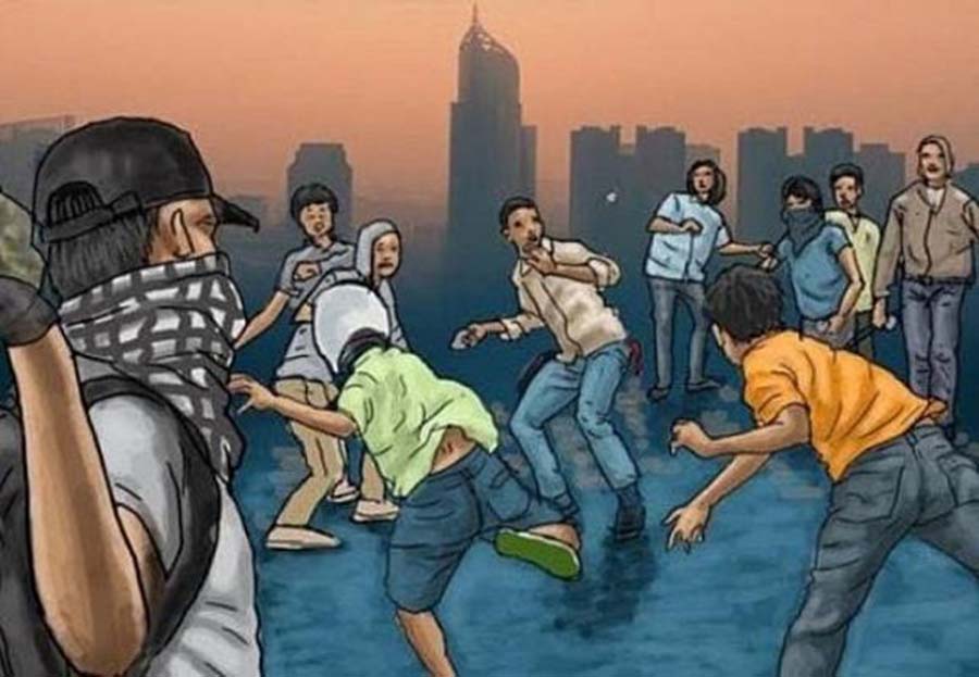 Ilustrasi Perkelahian (Jawa Pos)