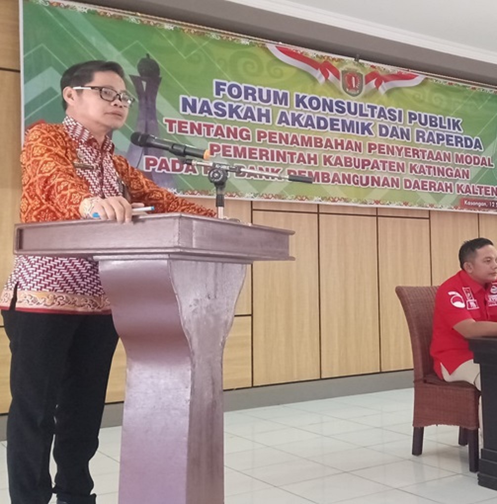PAPARAN: Asisten II Setda Katingan Eka Suryadilaga, ketika memimpin forum konsultasi publik di aula bappedalitbang , belum lama ini.