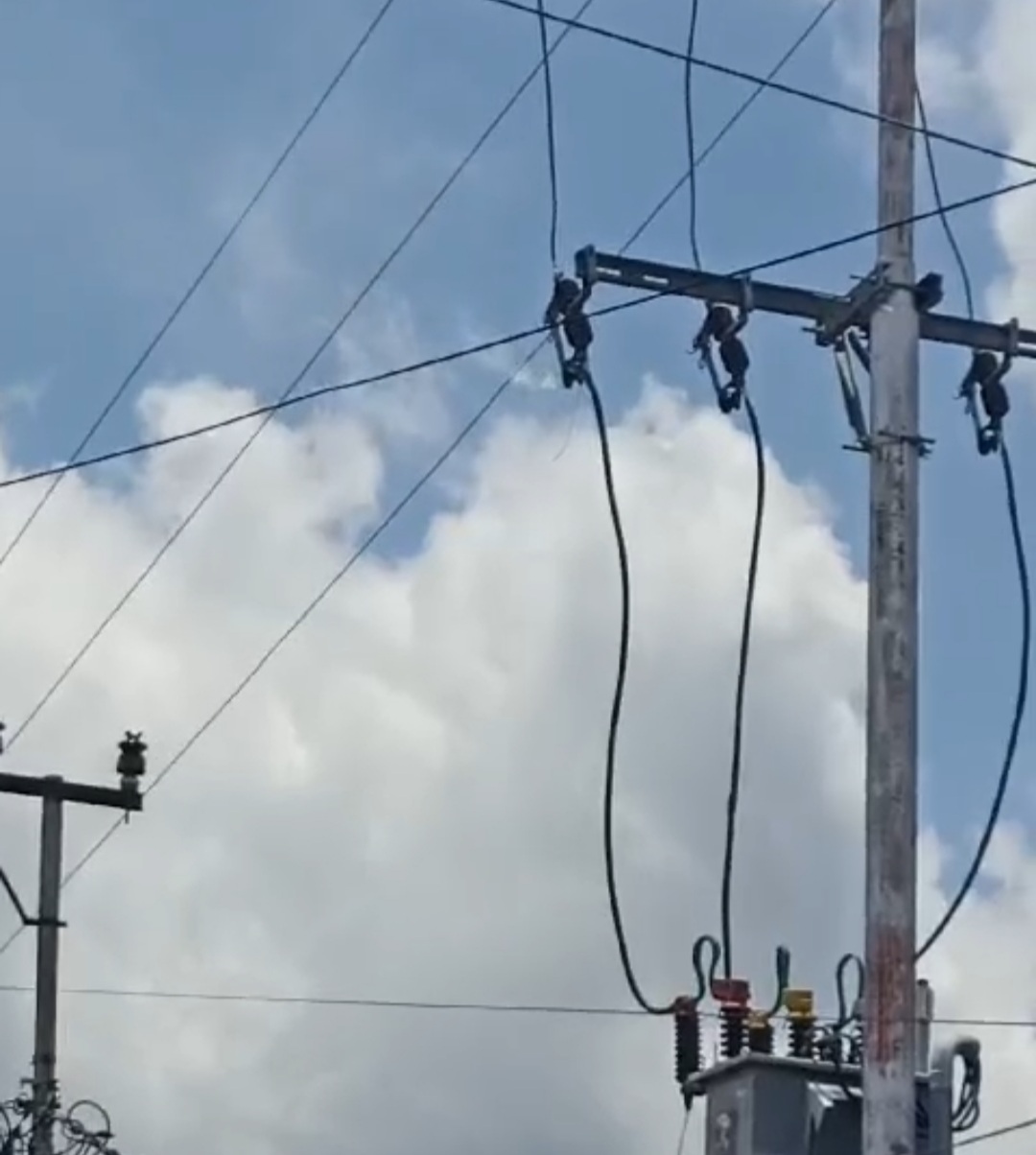 INSIDEN: Trafo PLN mengeluarkan asap di Jalan Barito, Kuala Kapuas, Kamis (26/9/24) siang. SABRIANOOR/RADAR SAMPIT