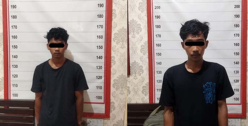 Dua tersangka pencurian kendaraan bermotor yang ditangkap Polsek Pangkalan Banteng