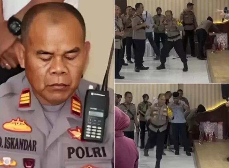 Video AKP Dadang Iskandar saat goyang sadbor di Mapolres Solok Selatan ikut viral di media sosial. (Istimewa/jawapos.com)