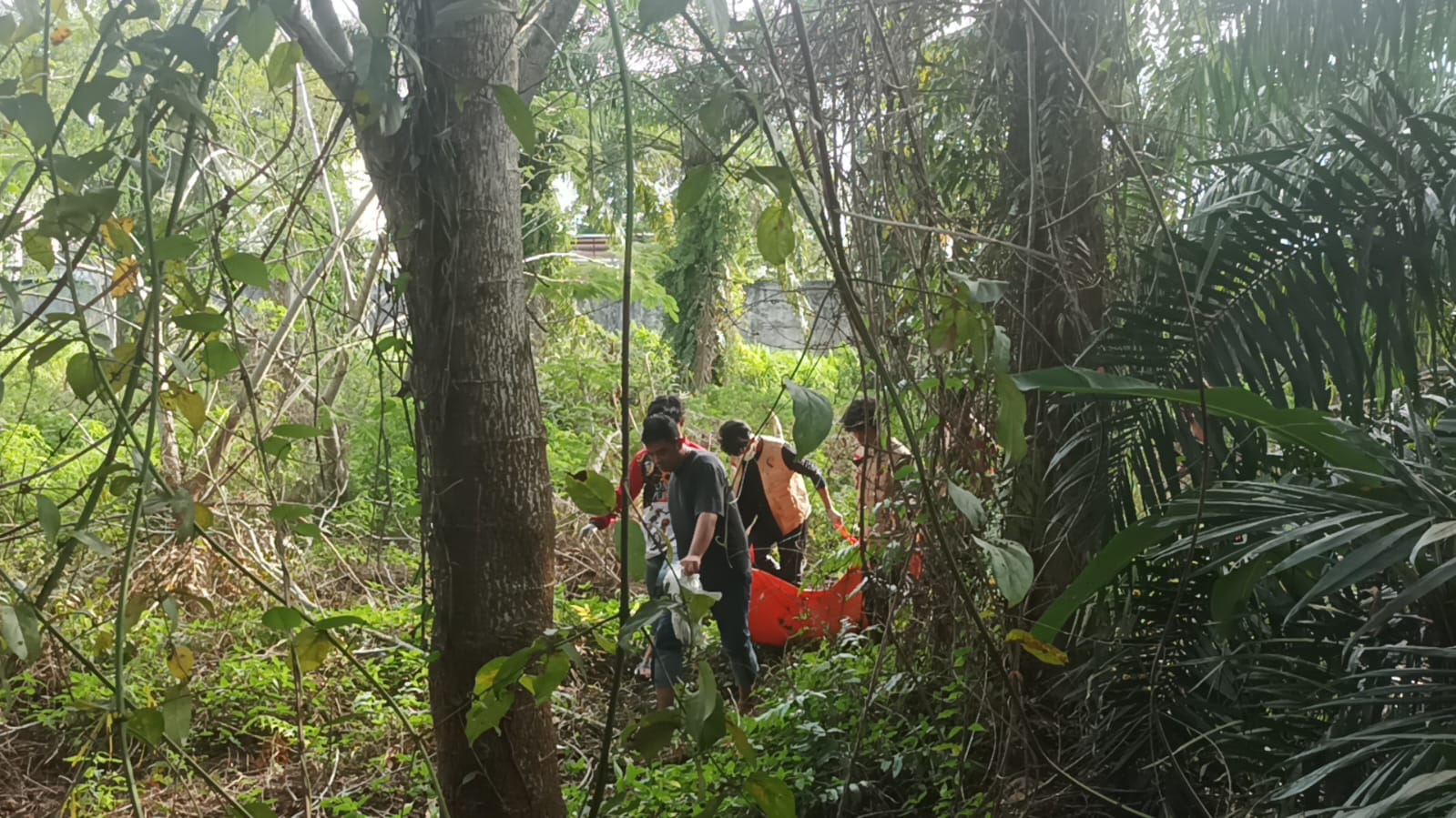 Evakuasi Mayat: Petugas gabungan Polres Kotim saat mengevakuasi sesosok mayat laki-laki di Jalan Tjilik Riwut, Kecamatan Baamang, Sampit, Sabtu (14/12) siang