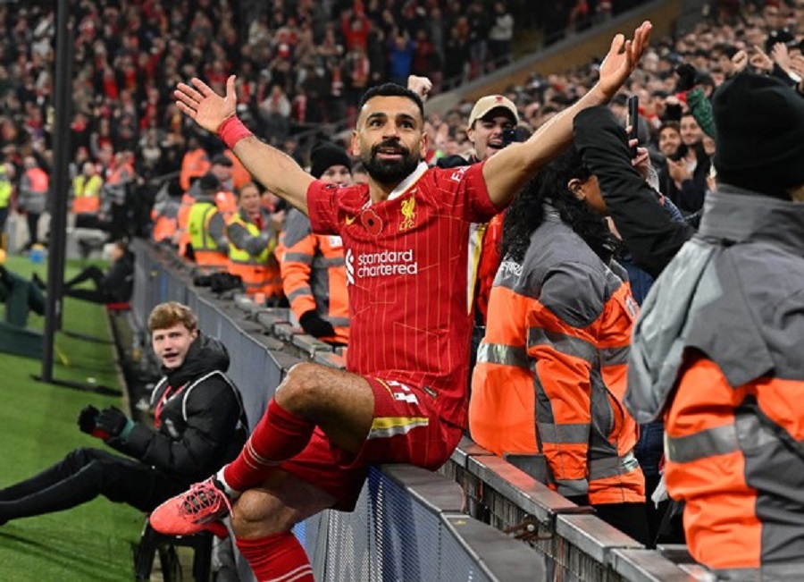 ON FIRE: Pemain Liverpool Mohamed Salah, yang saat ini menjadi top skor English Premier League.