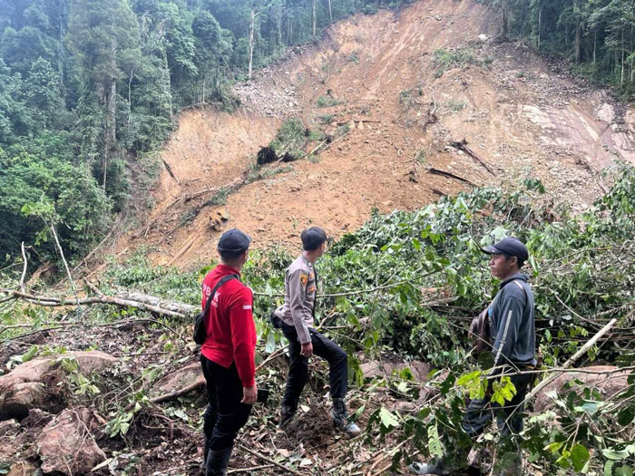 MEDAN BERAT : Tim personel gabungan terus mencari dua orang korban tertimbun tanah longsor, di Sei Drajoi, Desa Tumbang Mahuroi, Kecamatan Damang Batu, Kabupaten Gunung Mas.