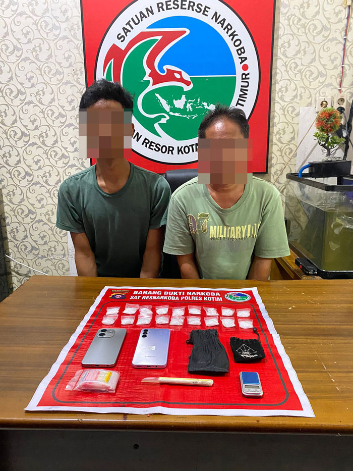 TANGKAP : Dua pengedar sabu-sabu, S (20) dan Z (39) diamankan di Mapolres Kotim. ISTIMEWA/RADAR SAMPIT