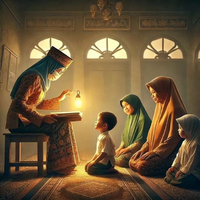ILUSTRASI: Momen saat seorang guru menasmiyahi ulang nama kepada seorang anak.