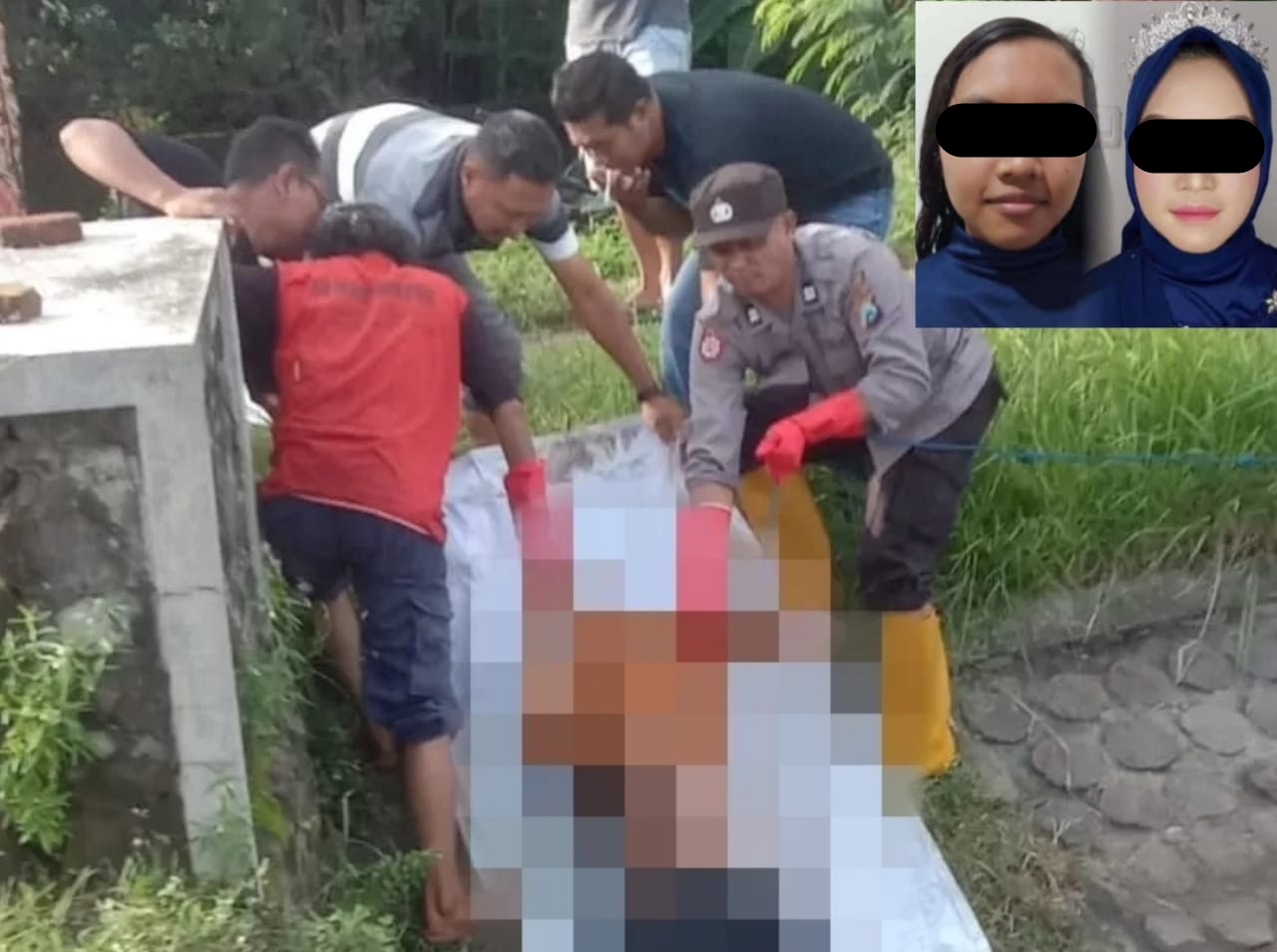 Mayat Putri Regita Amanda saat dievakuasi dari sungai (Istimewa)