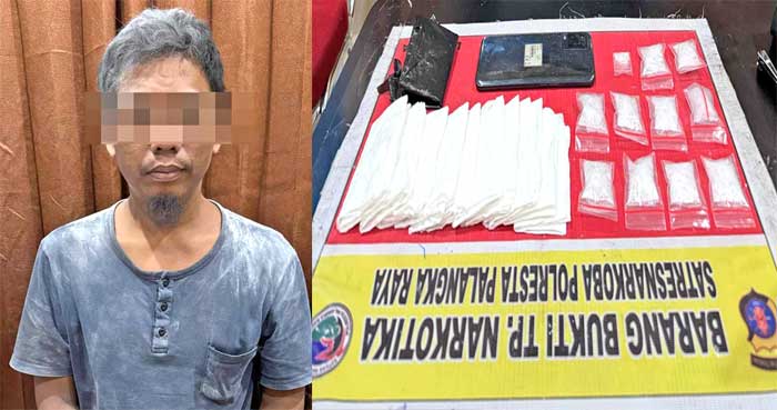 DIAMANKAN : Hamsi alias Hasan (33), buruh harian lepas ditangkap polisi karena terlibat peredaran narkoba. ISTIMEWA/RADAR PALANGKA