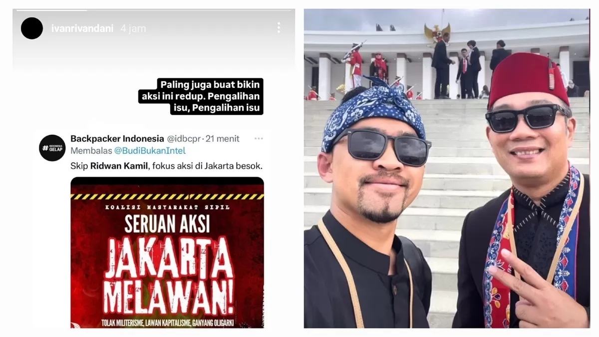 Rumor perselingkuhan Ridwan Kamil dengan model Lisa Mariana tengah trending di tengah aksi demonstrasi penolakan revisi UU TNI. (Instagram Ivanrivandani/Jawapos.com)