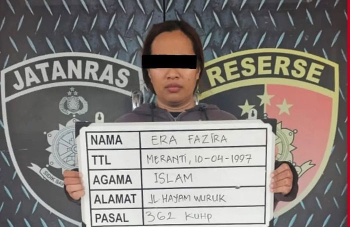BEGAL CEWEK: Polisi amankan wanita bernama Era Fariza, 27. asal Riau Sumatera. (istimewa/radarbali.jawapos.com)