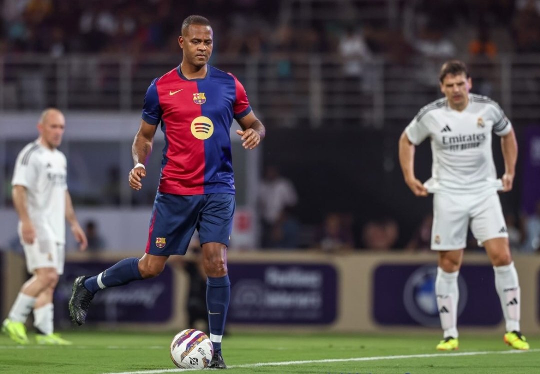 Pelatih timnas Indonesia Patrick Kluivert saat tampil bersama Barcelona Legend melawan Real Madrid Legend baru-baru tadi.