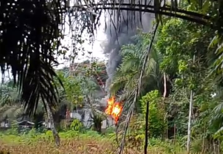 Diduga Korsleting Listrik, Tower Indosat di Desa Patai Terbakar