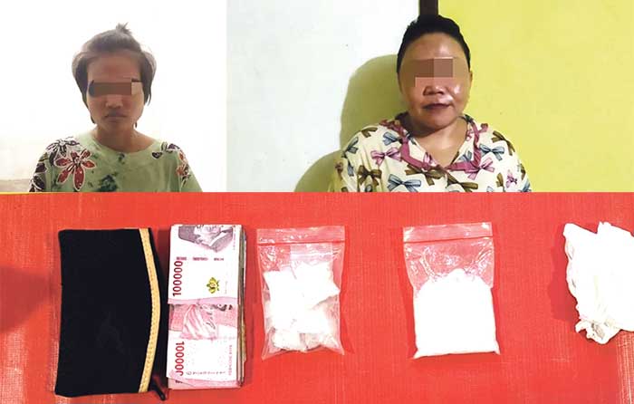 NARKOBA : Pelaku K dan P beserta barang bukti narkoba diamankan Polres Kapuas. IST/RADAR SAMPIT
