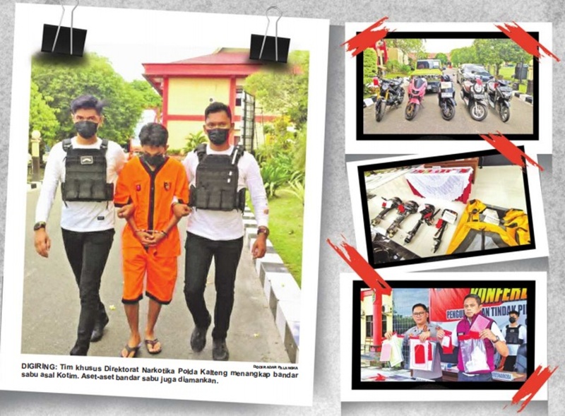 TAK BERKUTIK: Bandar Narkoba di Sampit saat press rilis di Mapolda Kalteng, Sabtu (3/5/2025) (Dodi/Radar Sampit)
