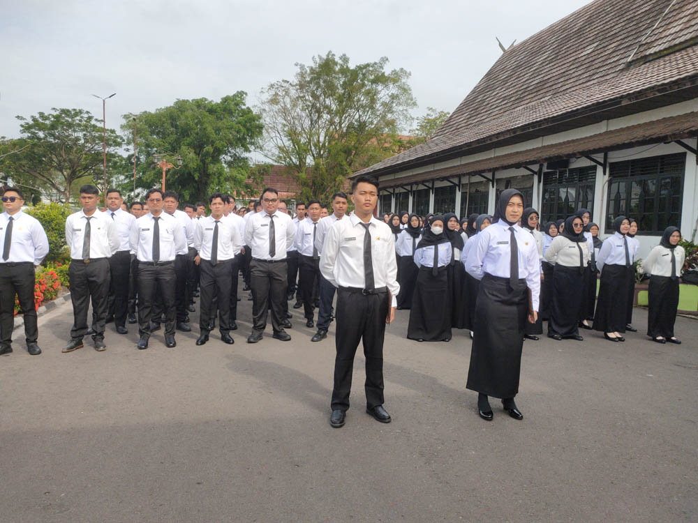 ABDI NEGARA: Ratusan CPNS formasi tahun 2024 yang baru saja menerima SK dari Bupati Kotim.&nbsp;YUNI/RADAR SAMPIT&nbsp;
