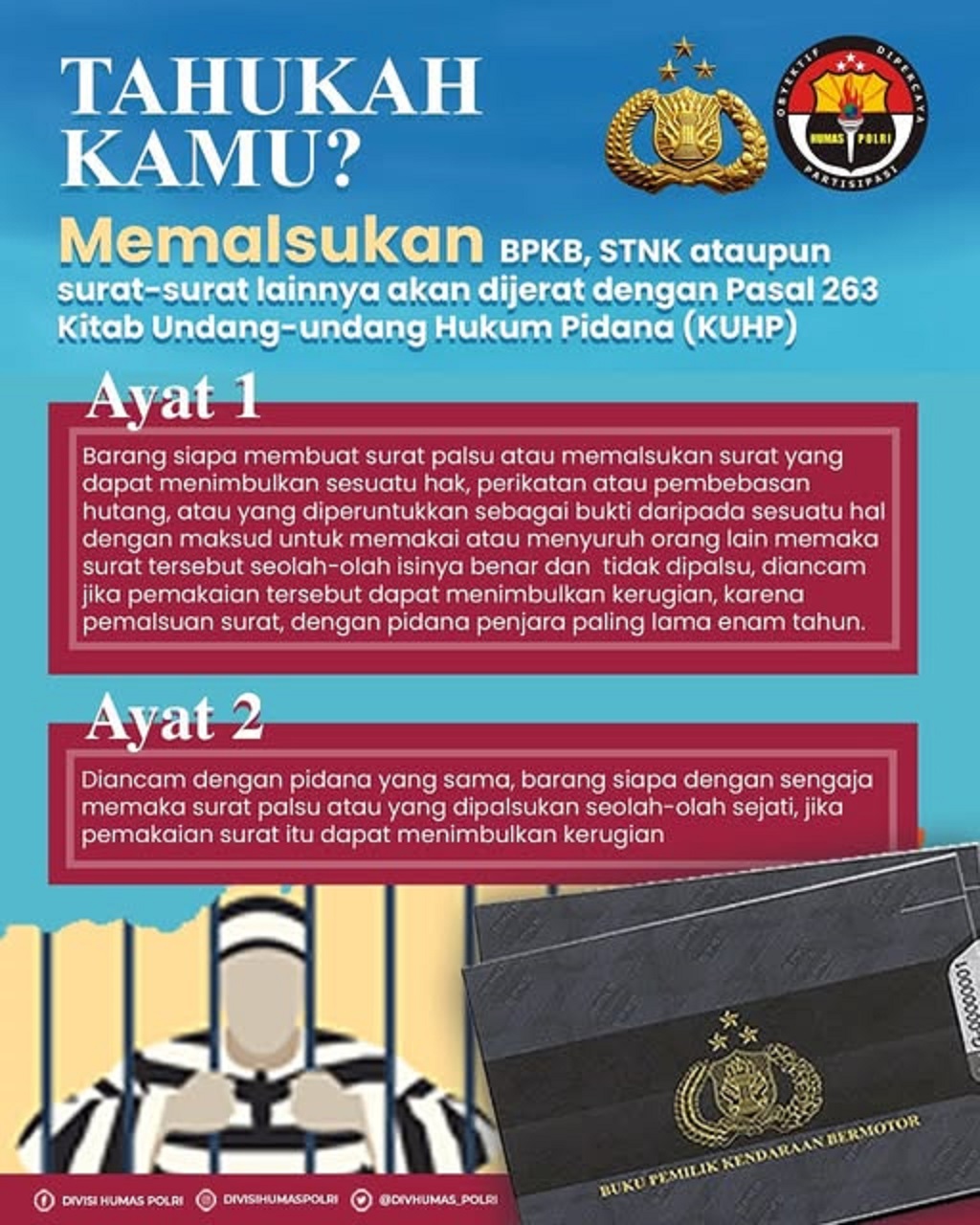 Ancaman pasal pemalsuan BPKB, STNK atau pun surat-surat