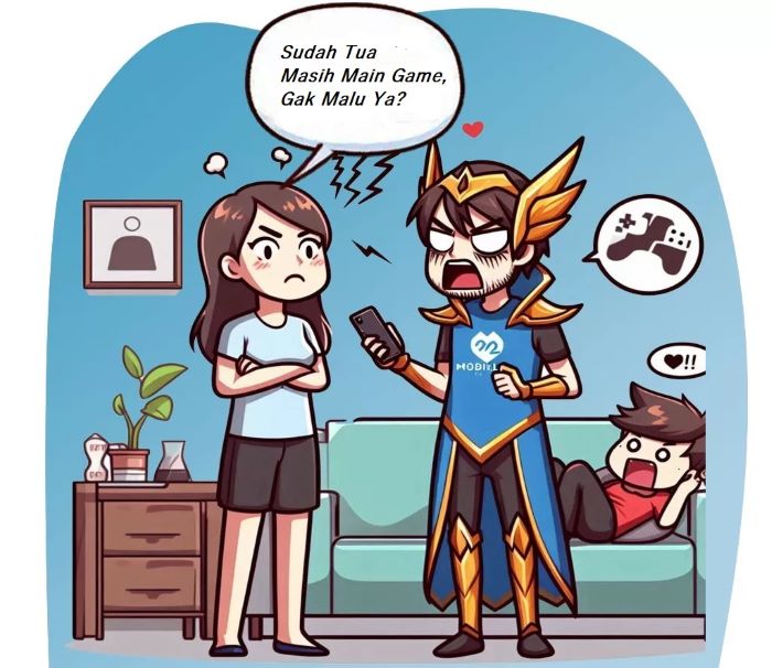 Ilustrasi rumah tangga berantakan gara-gara game online. (AI/ABDUL ROZAK/RADAR SURABAYA)