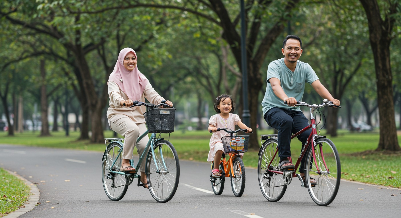 Ilustrasi Bersepeda Bersama (AI)