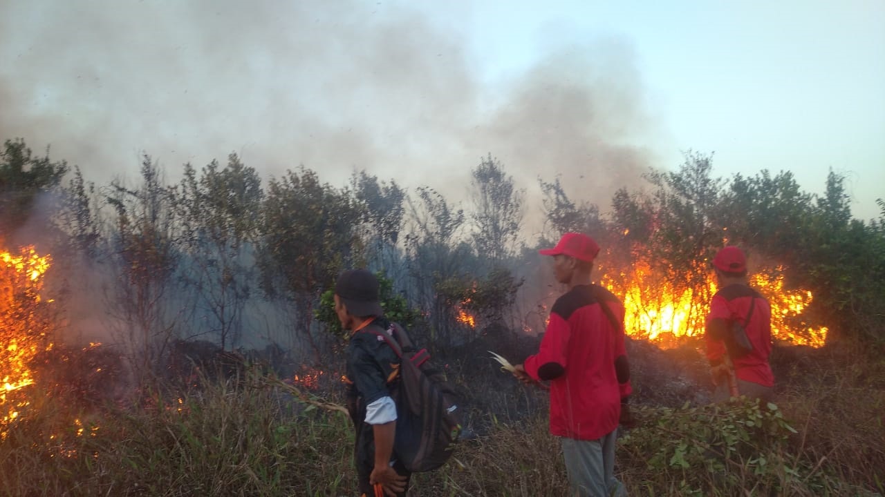 TIM GABUNGAN: Penanganan kebakaran lahan di Desa Sebuai, Kecamatan Kumai, Kabupaten  Kobar, yang terjadi sejak Selasa (29/7) sore.