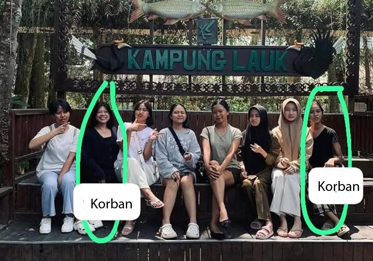 KENANGAN TERAKHIR: Foto yang beredar di media sosial. Diduga diambil beberapa jam sebelum dua korban, GMA dan LFP tenggelam di Petuk Katimpun.
