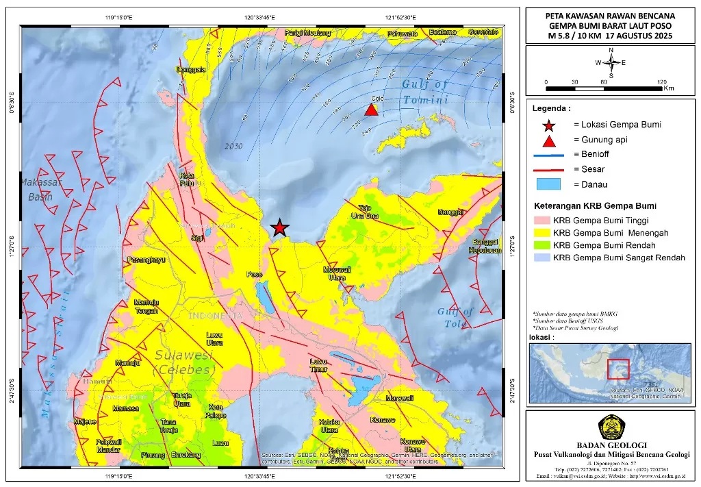 Analisis Geologi Ungkap Sesar Tokoraru yang jadi penyebab Gempa Poso