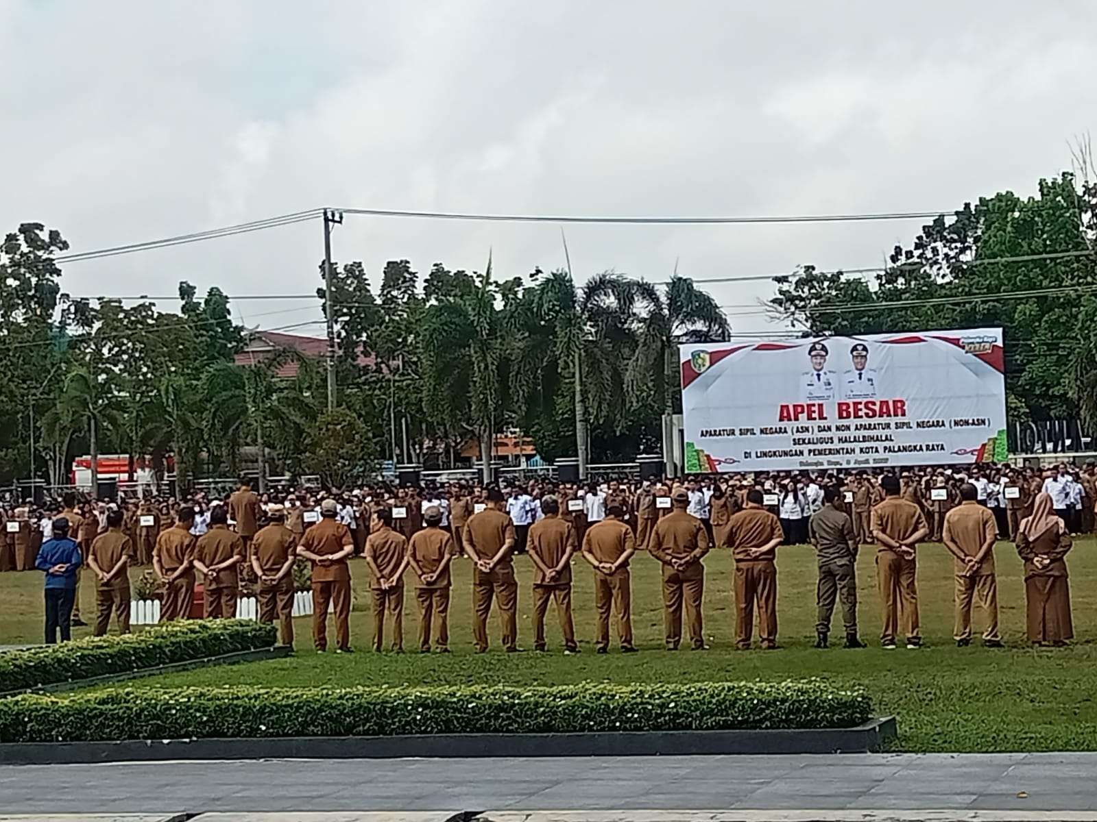 Para ASN Pemkot Palangka Raya ketika mengikuti apel besar beberapa waktu lalu.