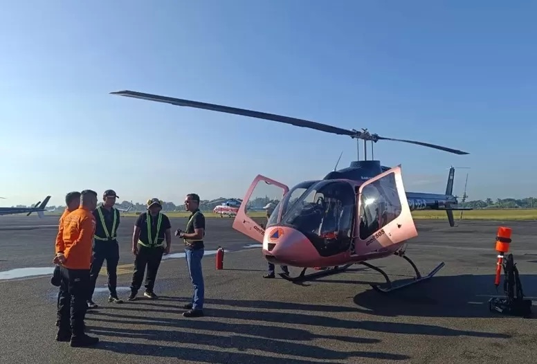 PROSES: pencarian helikopter milik Eastindo Air tipe BK117-D3 yang hilang kontak di wilayah Kabupaten Tanah Bumbu, Kalimantan Selatan, kembali dilanjutkan pada hari kedua, Selasa (2/9/2025). (Basarnas