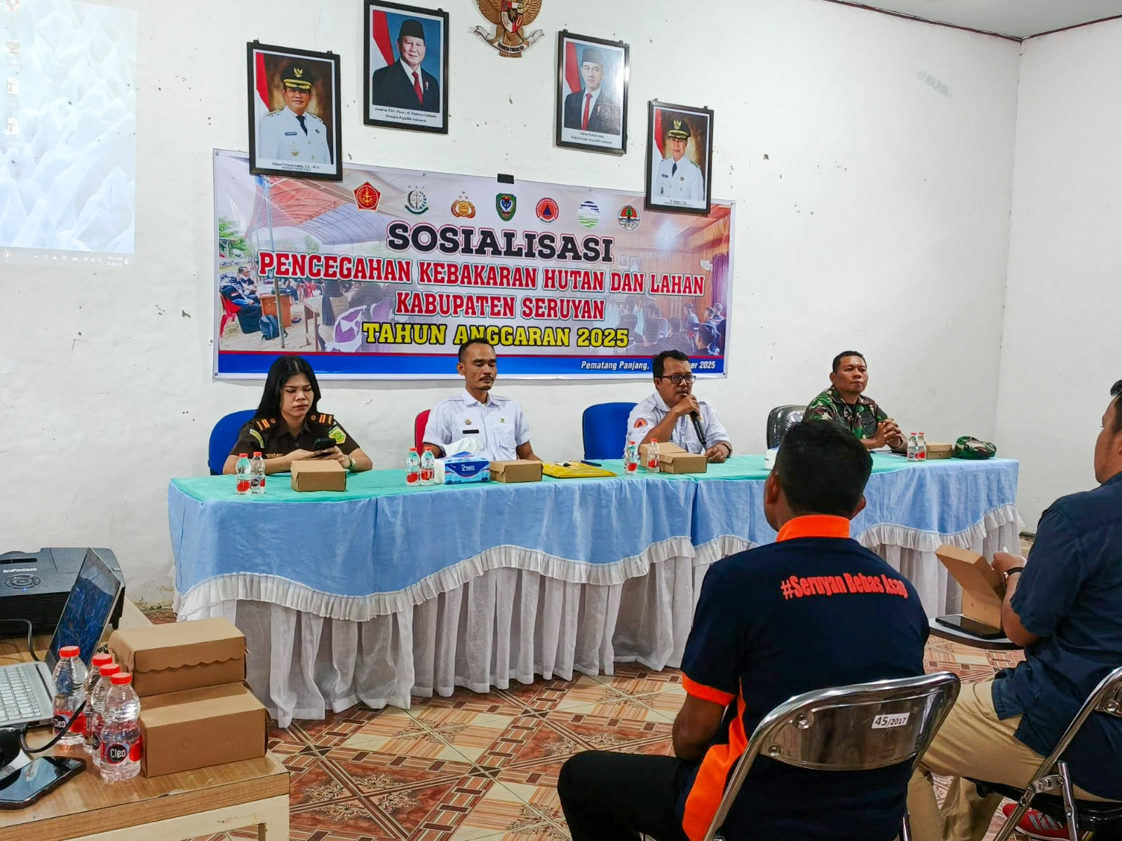 Sosialisasi pencegahan karhutla yang digelar BPBD Seruyan di Aula Kantor Desa Pematang Panjang, Kamis (11/9).
