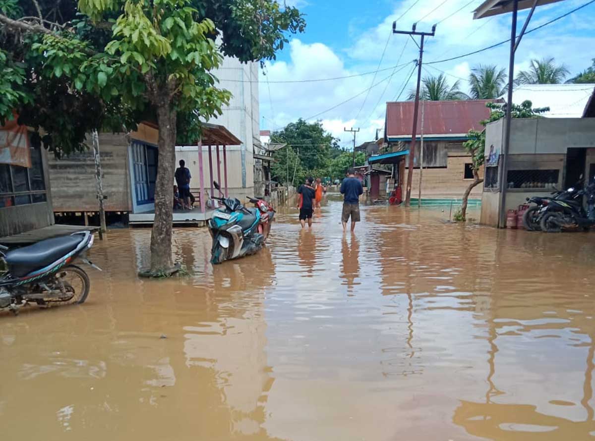 TERENDAM: Banjir yang terjadi di Desa Ayawan, Seruyan.