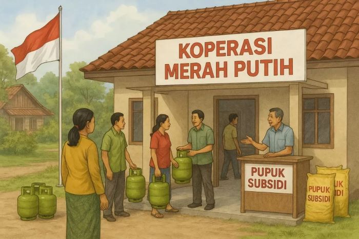 ILUSTRASI: Koperasi merah putih. FOTO: JAWA POS/RADAR MADIUN