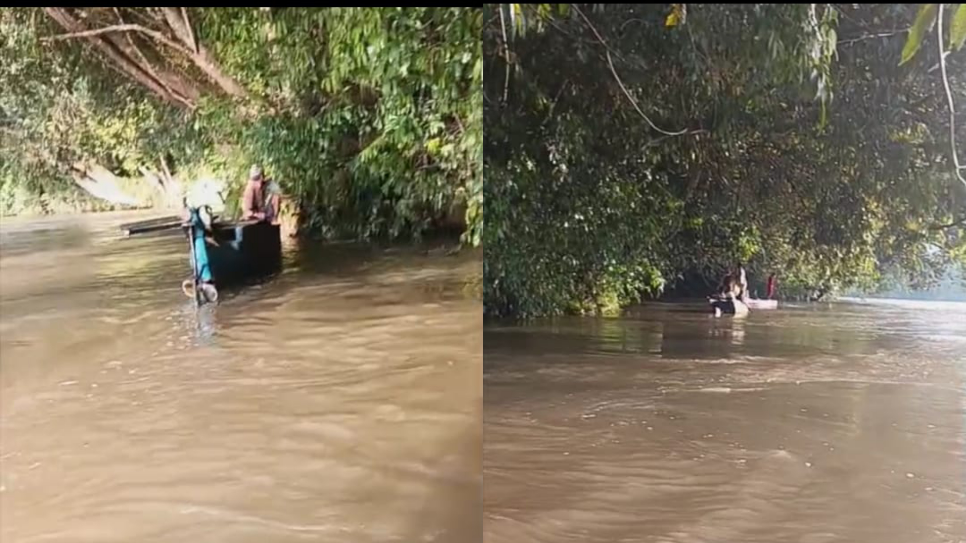 PENCARIAN: Warga bersama aparat kepolisian menyisir aliran sungai di Desa Mojang Baru untuk mencari korban tenggelam, Rabu (24/9). (POLSEK SERUYAN HULU/RADAR SAMPIT)