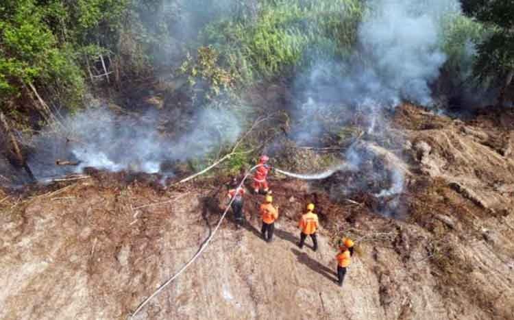 Kebakaran hutan dan lahan dilihat dari udara di Kabupaten Kotawaringin Timur beberapa waktu lalu.