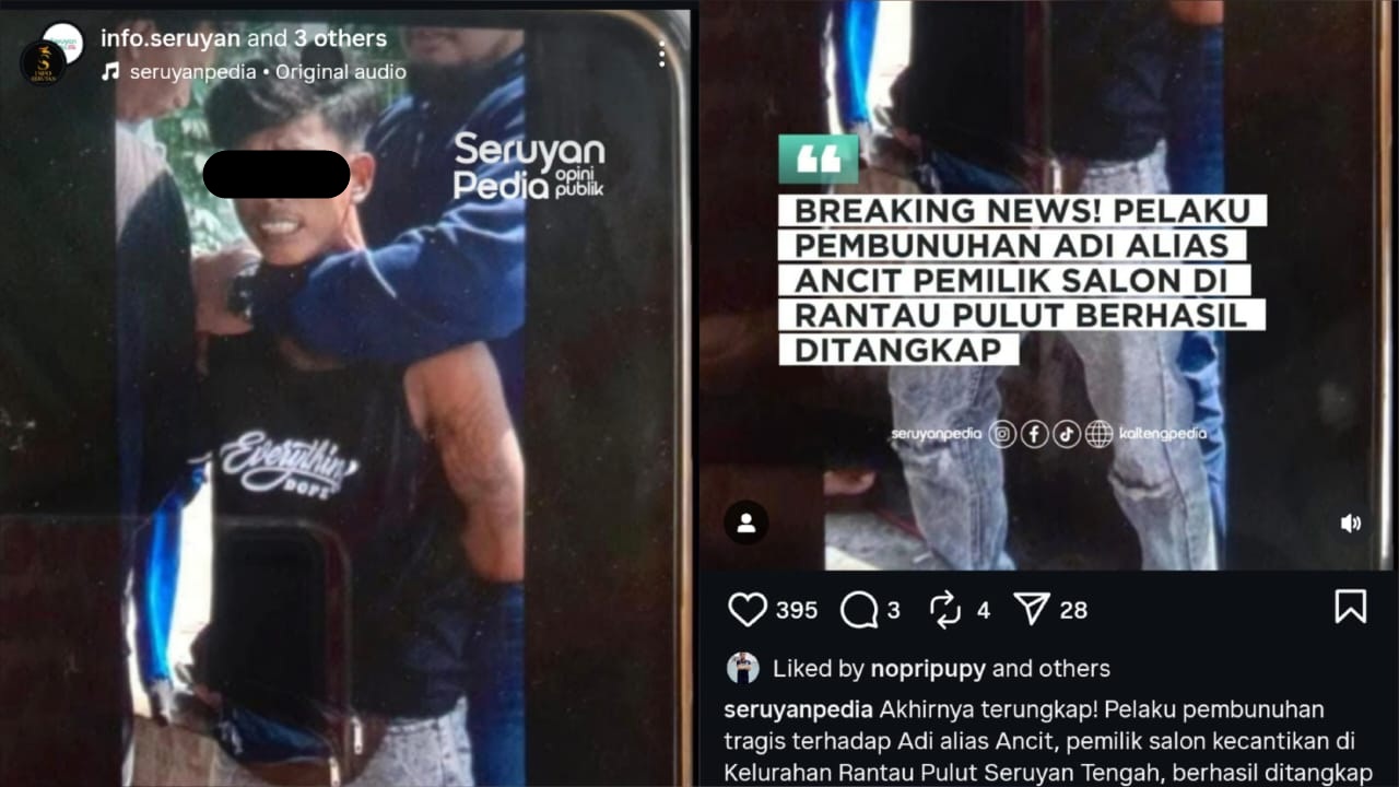 Foto terduga pelaku pembunuhan (Instagram/@seruyanpedia)
