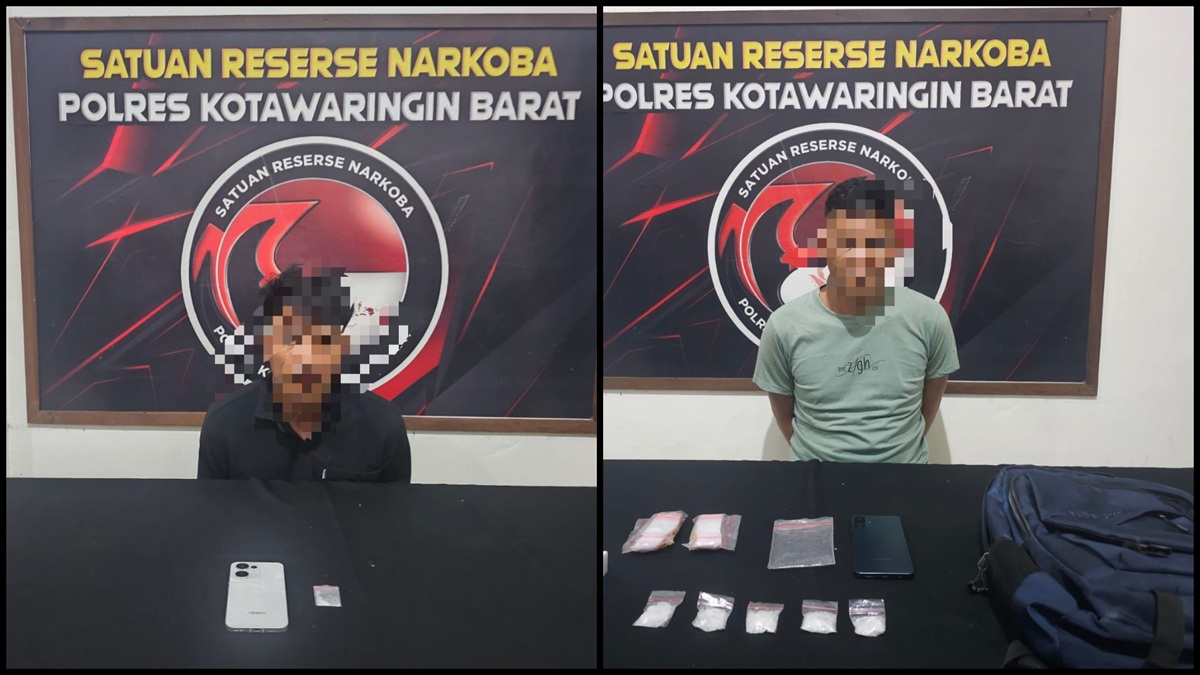 PENGEDAR SABU: Dua orang pengedar sabu ditangkap di BTN Purnama Indah, Amin Jaya, Pangkalan Banteng, Kobar. (Polres Kobar/Radar Sampit)
