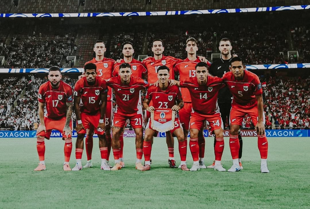 Pemain Timnas Indonesia berpose sebelum pertandingan. (ig pssi/radarsampit)