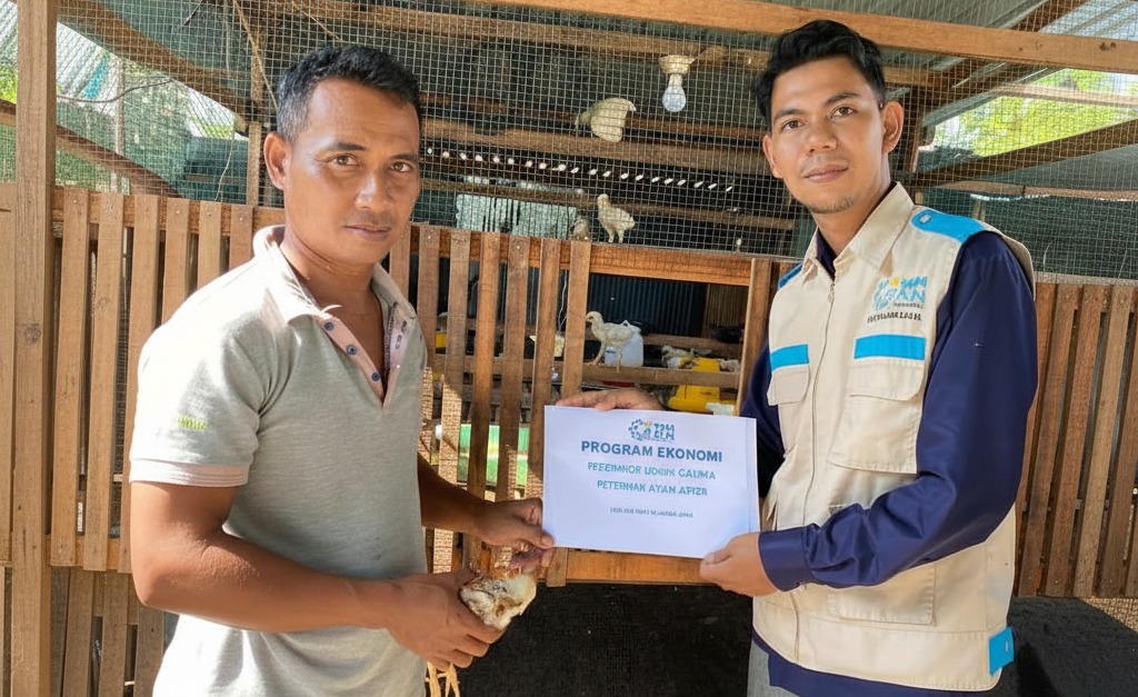MODAL USAHA: PLN melalui Yayasan Baitul Maal (YBM) menyalurkan program bantuan permodalan kepada  kelompok usaha peternakan ayam di Kota Palangka Raya.
