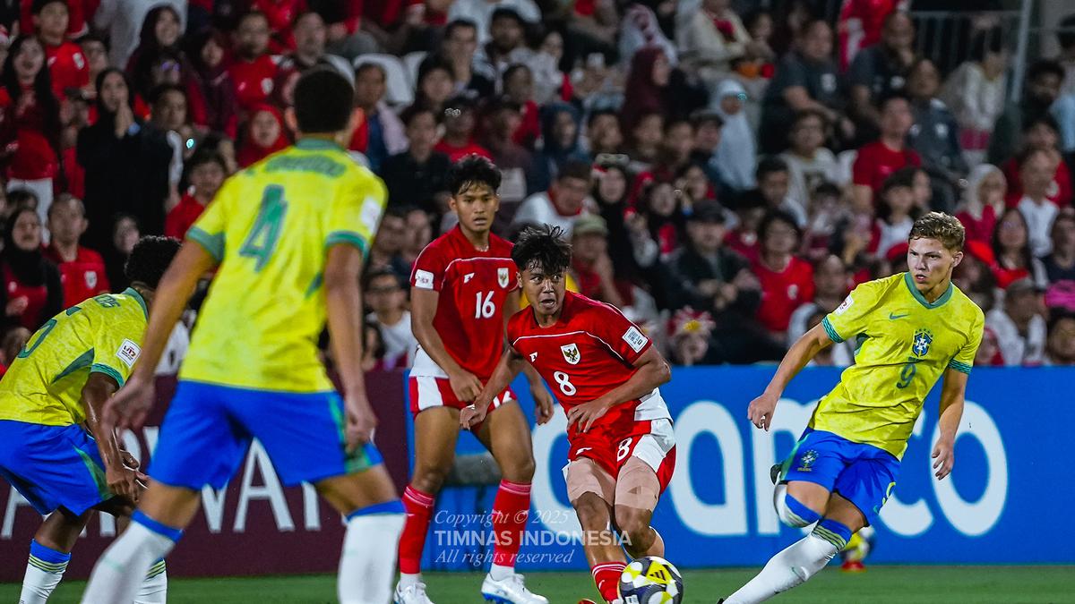 Timnas Indonesia U-17 saat bertemu timnas Brasil U-17, di fase grup H Piala Dunia U-17, belum lama tadi.