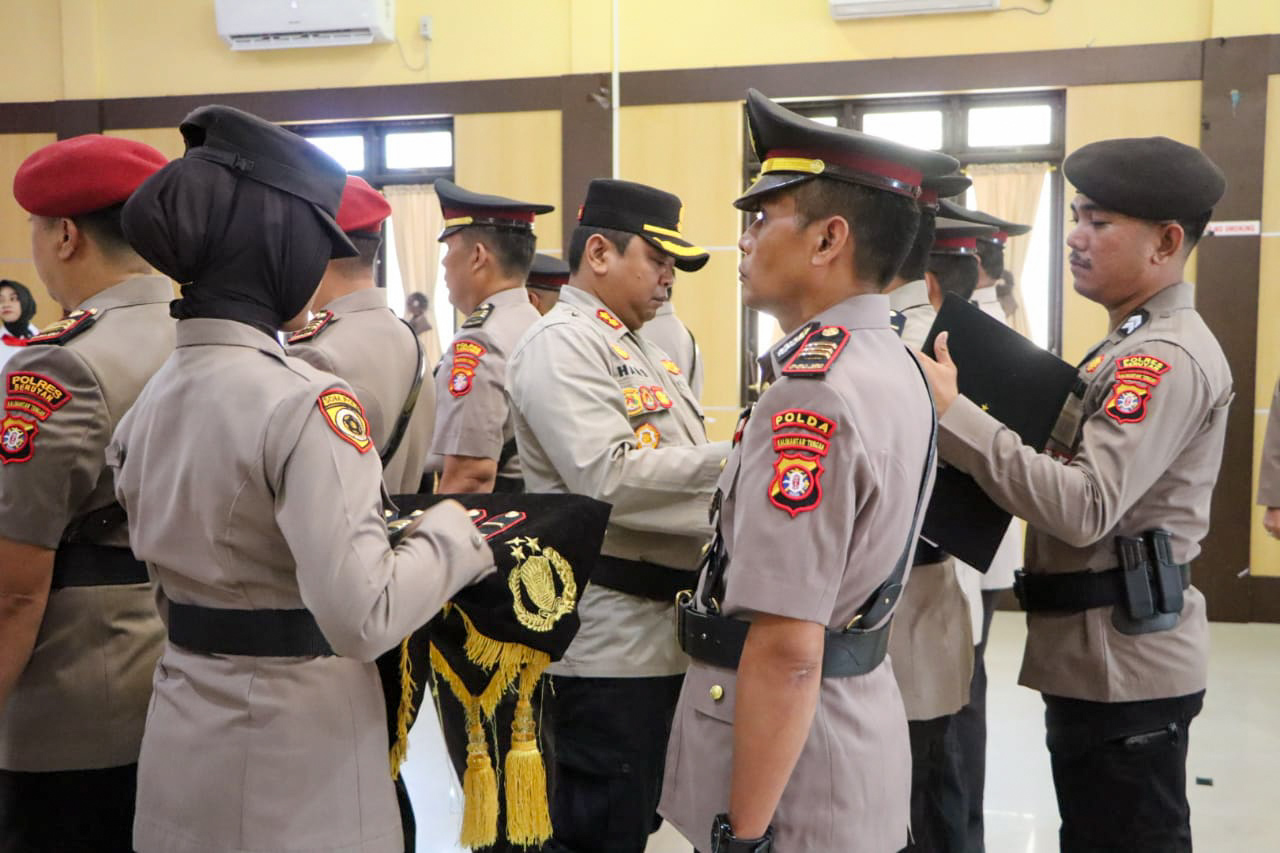 Kapolres Seruyan AKBP Han&rsquo;s Itta P, saat acara sertijab 7 pejabat setempat, Senin (10/11).